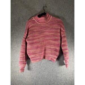 GAP Women's M Mock Neck Chunky Knit Sweater Burgundy Heather‎ Pink Tan Fall